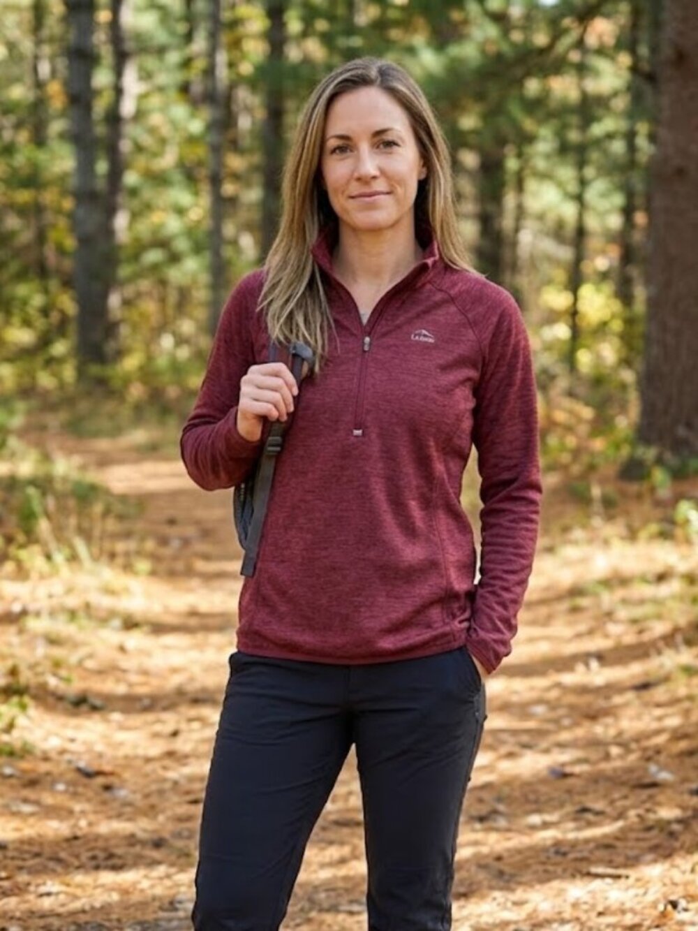 L.L. Bean Airlight Knit Pullover Burgundy Heather Quarter Zip Women's Size S